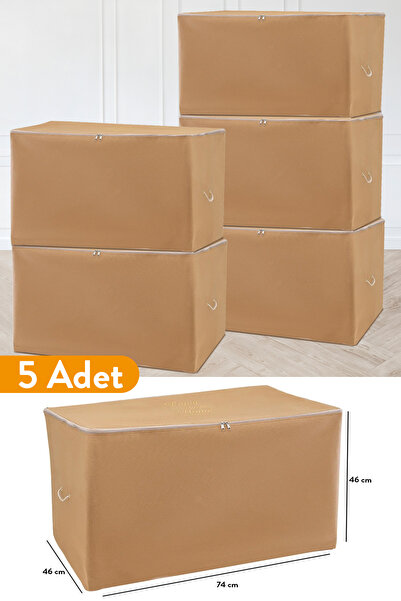 5 парчиња - голема торба за складирање во боја на тен - 74 x 46 x 46 cm