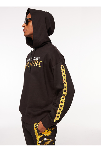 Hooded Collar Black Men's Sweatshirt 75gaıf01cf00fg89