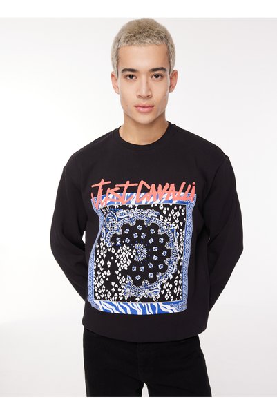 Crew Neck Black Men's Sweatshirt 75Oaif04