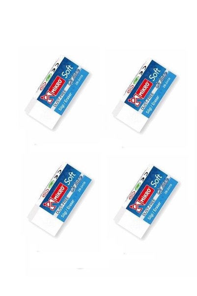 Micro White Soft Soft Eraser 4 Pieces