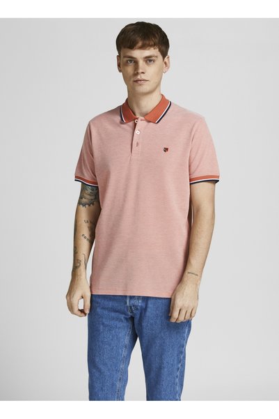 Plain Light Orange Men's Polo T-Shirt 12169064_Jprbluwın Polo Ss