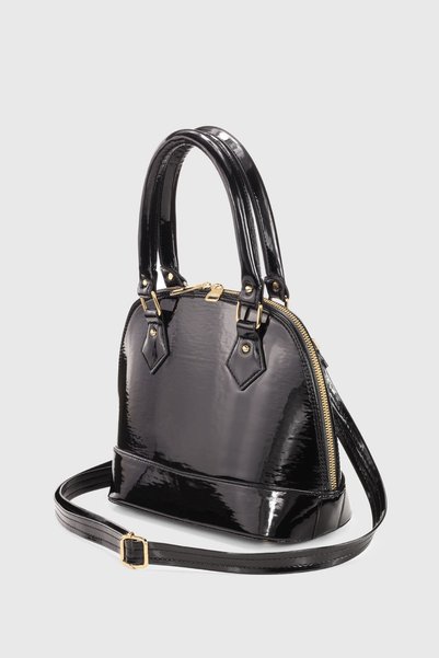 Black Patent Leather Versatile Crossbody Bag 258
