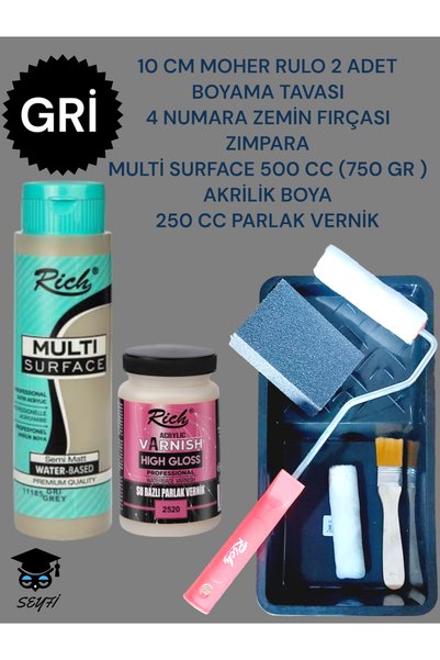 Multi Surface 500Cc (750 Gr) Acrylic Painting Set Pan Roll Brush Sanding Varnish Cabinet Painting Set