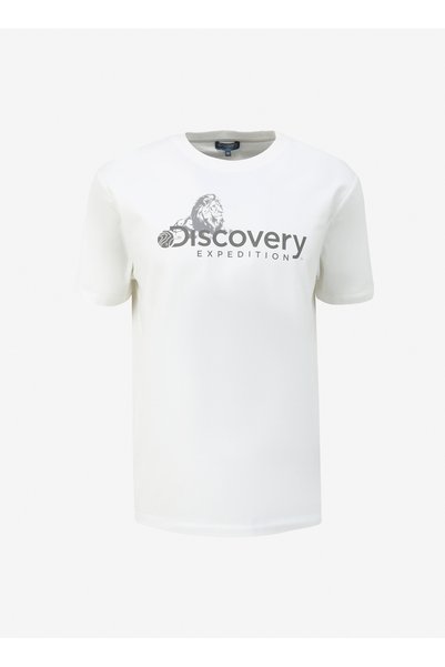 D4Sm-Tst3311 White Crew Neck Basic Printed Men's T-Shirt