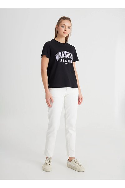 Crew Neck Black Women's T-Shirt W7N 4205541001 -Crew Neck T-Shirt