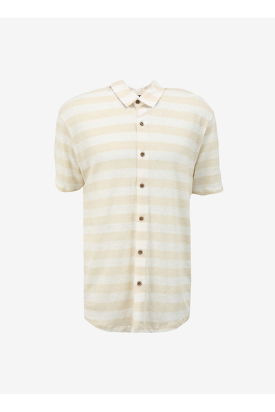 Beige Men's Regular Fit Striped Shirt Fc4Sm-Gml 0181