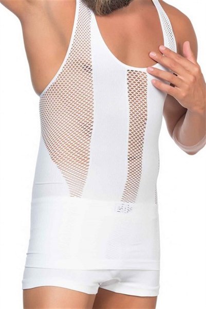 C11009 Fancy Men's Athlete Corset White