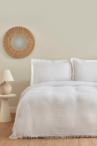 Minel Double Pique Bedspread Set Offwhite