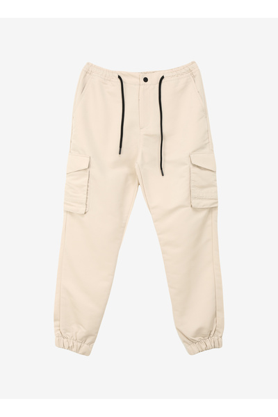 Beige Men's Elastic Water Repellent Pants J4Sm-Pnt7203