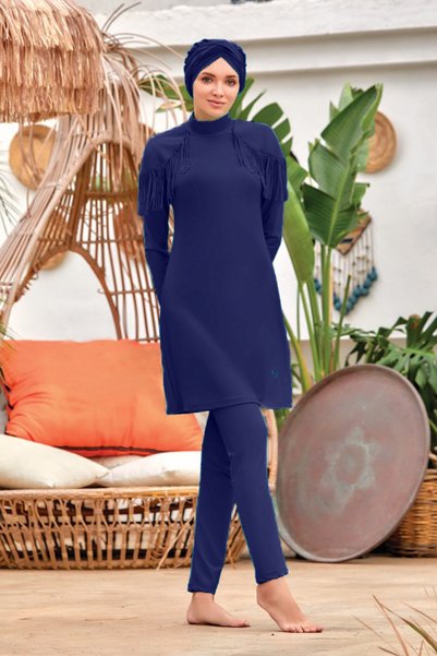 Lycra Fully Covered Hijab Swimsuit Ramira 4105 Dark Navy Blue Remsa Swimsuit