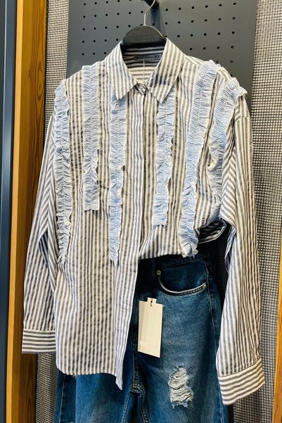 Women's Ruched Front Oversized 100% Cotton Shirt (Buy 1 Size Smaller)