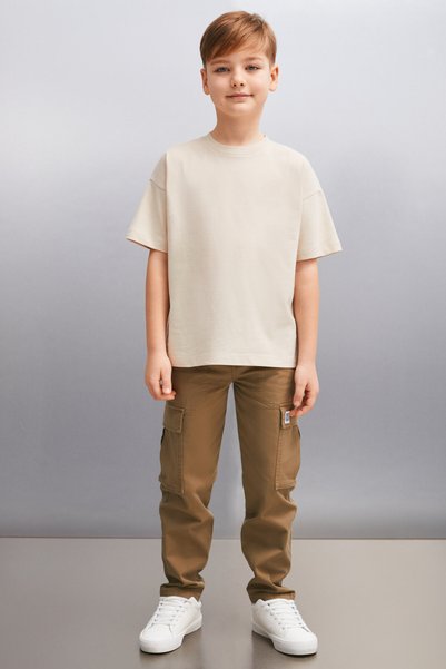 OCTAVE Men's Oversize Beige T-Shirt