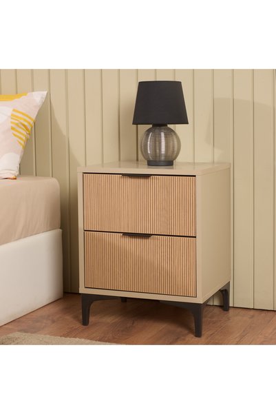 Prestige 2 Drawer Bedside Table - Mink / Dolphin - 45 cm