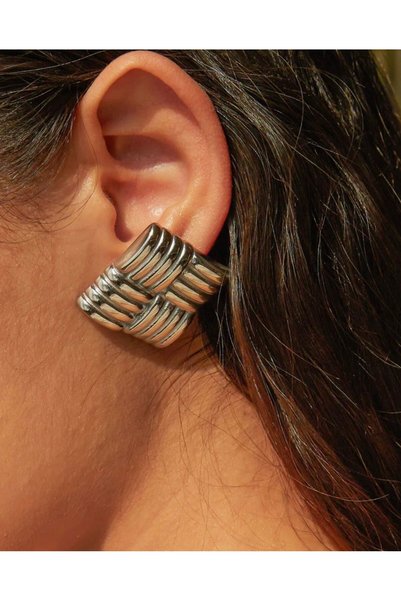 Monalisatoka Women's Silver Square Earrings - Trend