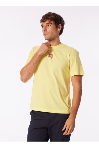 Men's Yellow T-Shirt - Round Neck, JCOBEECH LOGO, SS Crew Neck - LN