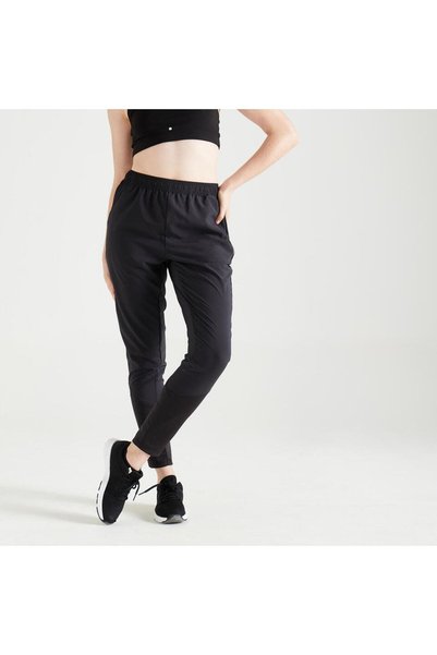 Women's Black Carrot Sweatpants 100 - Fitness Cardio