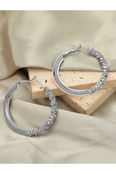 Silver Colored Women's Hoop Earrings