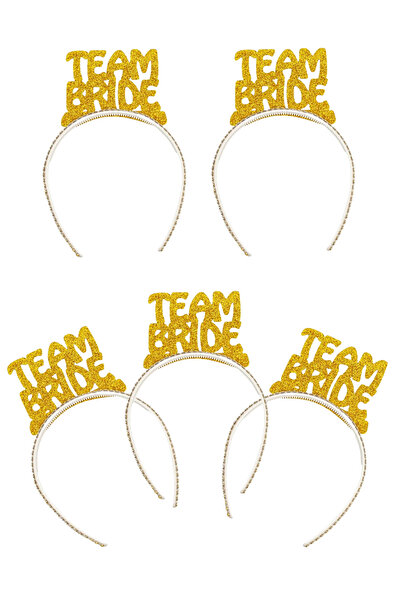 5 парчиња златна Team Bride светкава ЕВА круна златно жолта за моминска вечер Bride To Be забава круна за деверуша