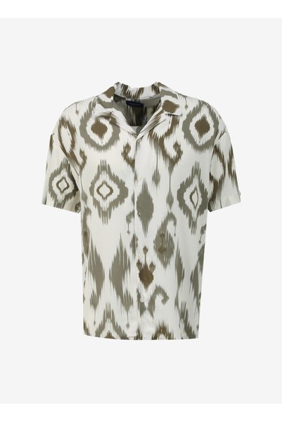 Relaxed Khaki Men's Shirt Jorjeff Gallery Aop Resort Shirt Ss