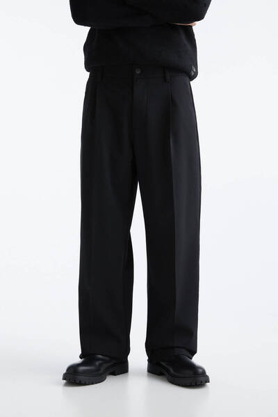 Wide Leg Fabric Trousers