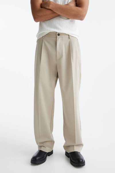 Wide Leg Fabric Trousers