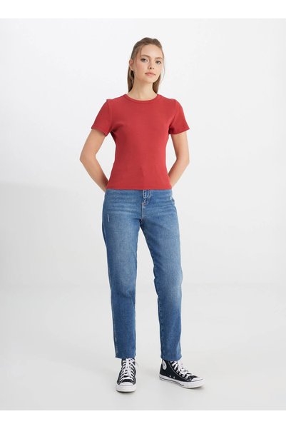 Light Pink Crew Neck Women's T-Shirt - W 241600821