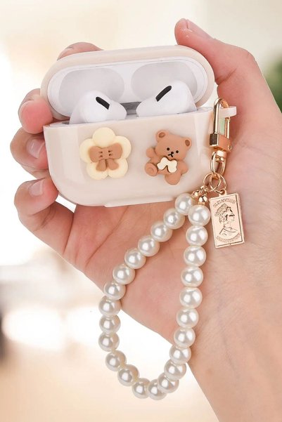 AirPods Pro 2Nd Generation Compatible Pearl Strap Bow Tie Bear Earphone Case Pro Ios Android Compatible