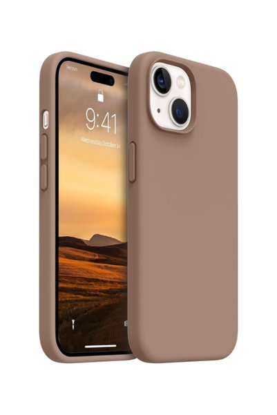 Apple iPhone 15 Plus /14 Plus Case Velvet Launch Soft Silicone Camera Protection Cover Coffee