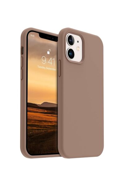 For Apple iPhone 12/12Pro Case Velvet Launch Soft Soft Liquid Silicone Camera Protect Cover Coffee