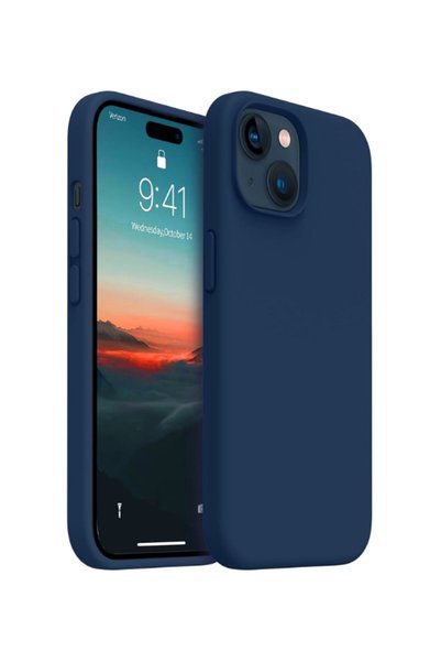 Apple iPhone 15 Plus /14 Plus Case Velvet Launch Soft Silicone Camera Protection Cover Navy Blue