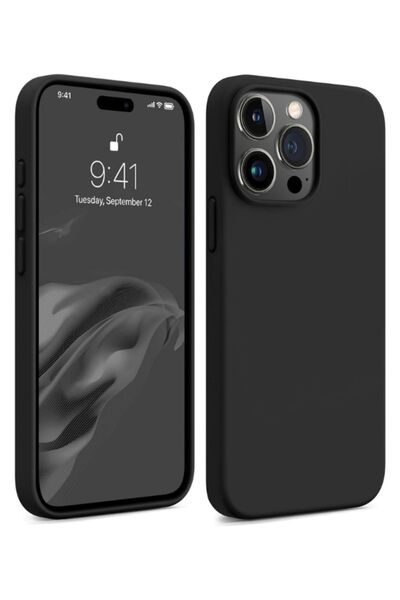 iPhone 15 Pro Case Velvet Launch Soft Soft Liquid Silicone Camera Protection Cover Black