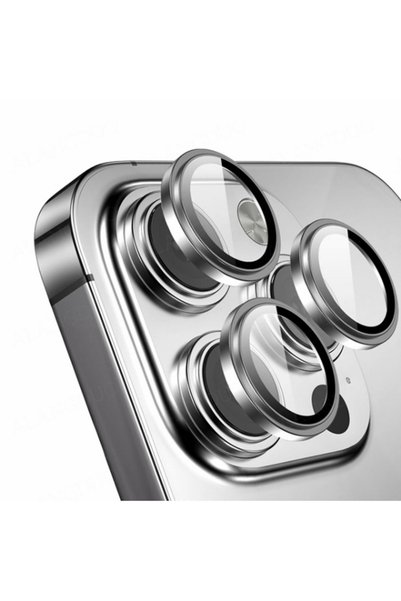 Apple iPhone 15 Pro Max / 15 Pro Camera Protection Lens Protector Tempered Glass White Titanium