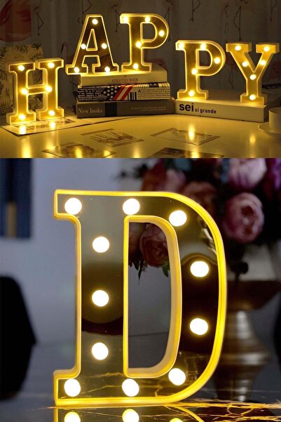 Декоративна 3D буква D со LED светло, голема големина за организација на роденденски прослави