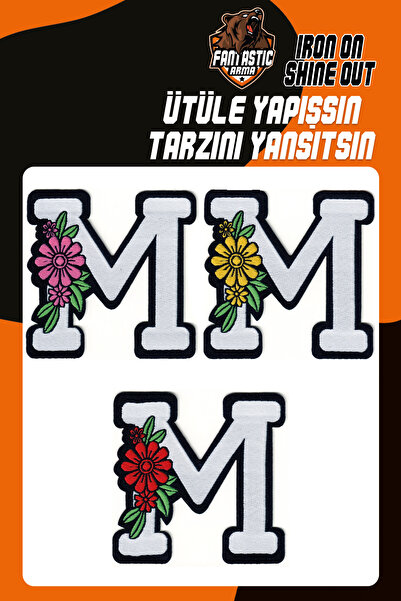 Сет ткаени лепенки за пеглање со цветни букви модел буква M (3 ПАРЧИЊА)