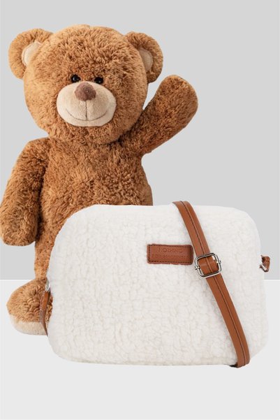 Women's Brown Cream Fur Plush Mini Urban Cross Shoulder Bag