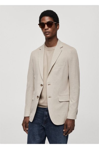 Slim-Fit Molded Cotton Blazer Jacket