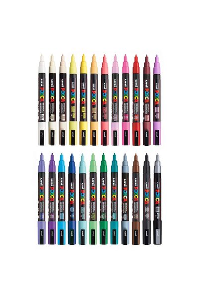 Posca Pc-3M Water Based Painting Marker 24 Pack Primary Colors 0,9-1,3mm
