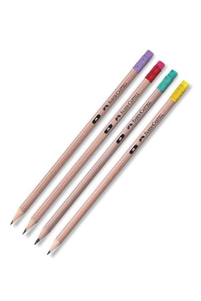 Natural Pencil with Eraser 4-Pack