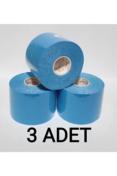 Bia Tape кинезиолошка лента 5 cm x 5 m - светло сина спортска лента за болка, сет од 3 (3 парчиња во пакување)