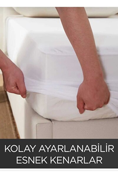 Чаршаф со ластик 180 X 200 Cm 200 X 200 Cm, памучен, водоотпорен заштитник за душек Evim