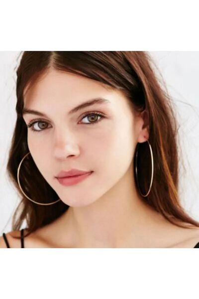 Women's Diameter 6cm Hoop Gold Earring Set