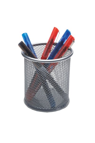 Pen Holder Metal Perforated Cylinder Gray 500
