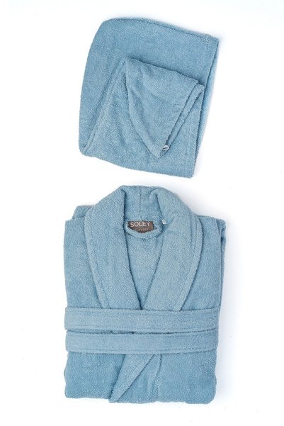 |   Mayda |   Extra Soft 100% Cotton Hair Cap & Women's Bathrobe Set