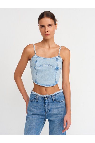 50713 Snow Wash Denim Top-Blue