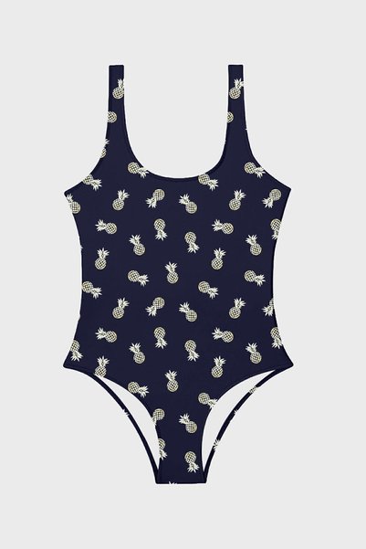 Pine Thick Strap Easy Drying UV Protected Patterned Swimsuit SM22140041