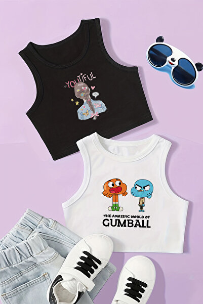 Девојчешки Youtiful секојдневен топ со принт Gumball