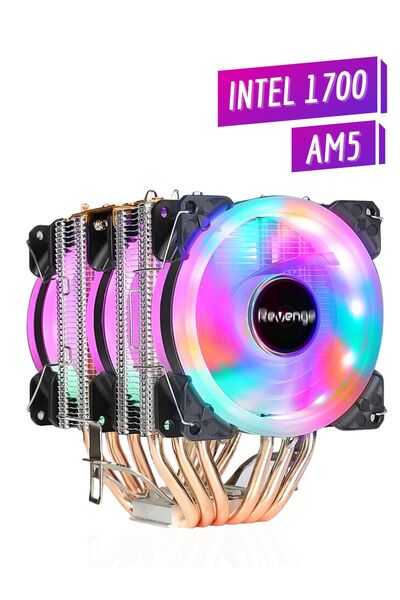 Cold Frost 603 кула тип со 3 вентилатори Rainbow гејмерски вентилатор за процесор со 6 бакарни канали систем за ладење на процесорот