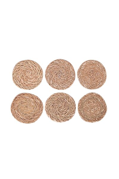 Сет од 6 подлошки за чаши од плетен материјал 10 cm Home Natural Hn13020