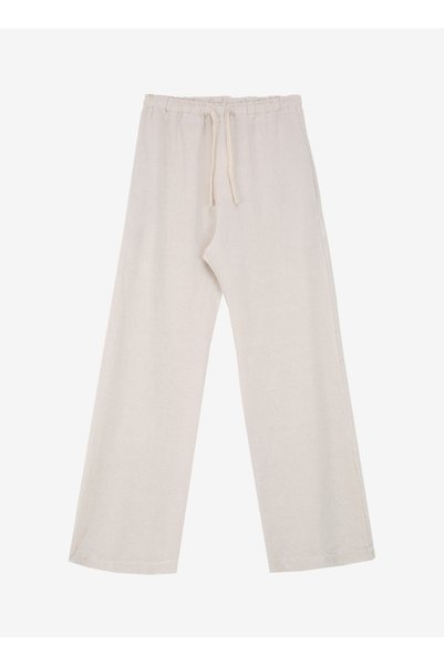 Elastic Waist Comfortable Beige Women's Trousers Spbf4Sl-Pnt5605