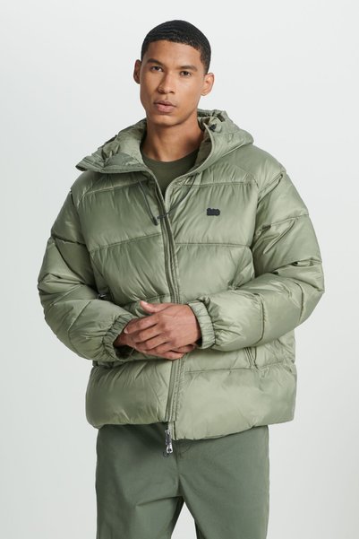 Regular Fit Regular Cut Hooded Men's Light Green Puffer Jacket